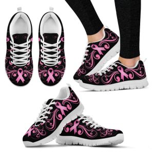 Breast Cancer Shoes Flower Ribbon Sneaker…