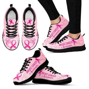 Breast Cancer Shoes Heart Line Sneaker…
