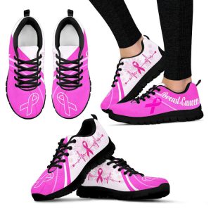 Breast Cancer Shoes Heartbeat Pink Sneaker…
