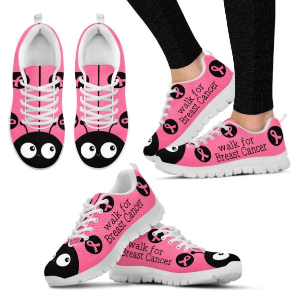 Breast Cancer Shoes Ladybird Sneaker Walking Shoes, Best Gift For Men And Women