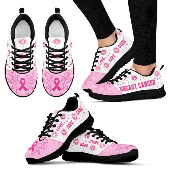 Breast Cancer Shoes Love Hope Cure Lovely Sneaker Walking Shoes For Men And Women