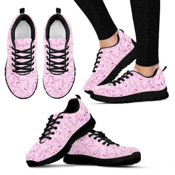 Breast Cancer Shoes Pattern Pink Sneaker Walking Shoes, Best Gift For Men And Women