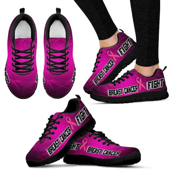 Breast Cancer Shoes Purple Fight Sneaker Walking Shoes, Best Gift For Men And Women