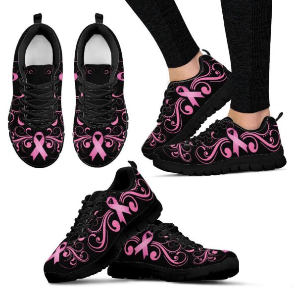 Breast Cancer Shoes Ribbon Line Sneaker Walking Shoes, Best Shoes For Men And Women