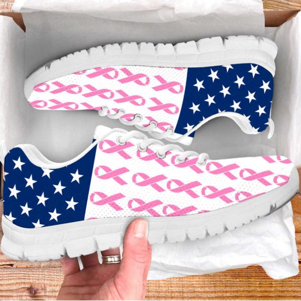 Breast Cancer Shoes Strong USA Flag Version Sneaker Walking Shoes For Men And Women