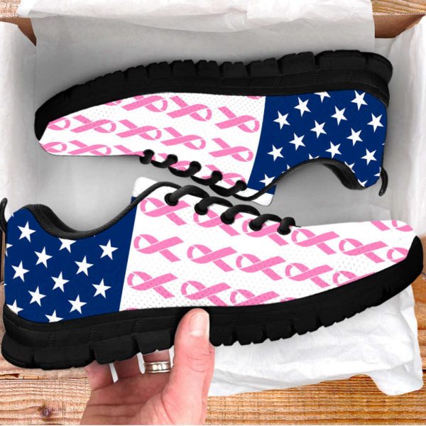 Breast Cancer Shoes Strong USA Flag Version Sneaker Walking Shoes For Men And Women