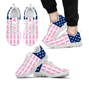 Breast Cancer Shoes Strong USA Flag…