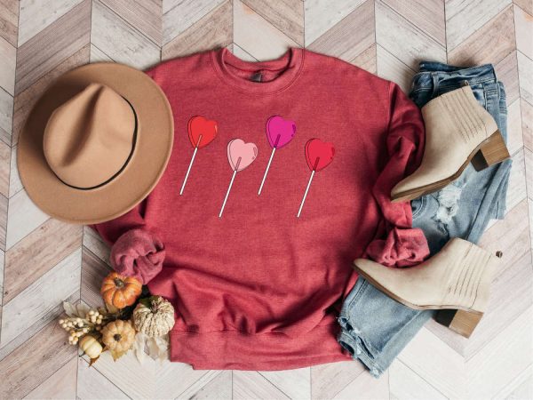 Candy Heart Sweatshirt, Heart Sucker Sweatshirt, Valentines Day Sweatshirt  For Women