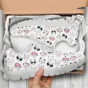 cat face shoes custom name shoes cat pattern running sneakers for pet lover 1.jpeg