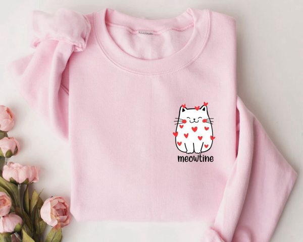 Cat Lover Valentine Sweatshirt, Cute Cat Valentine Sweatshirt, Gift For Pet Lover