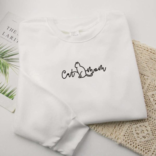 Cat Mom Sweatshirts, Embroidered Sweatshirts, Custom Name Sweatshirts For Cat Lovers