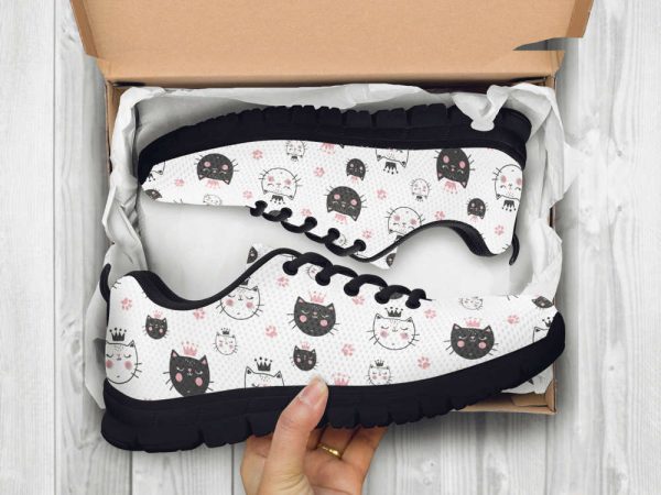 Cat Princess Shoes Custom Name Shoes Cat Pattern Running Sneakers  For Pet Lover