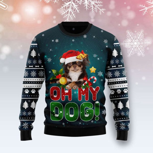 Chihuahua Oh My Dog! Ugly Christmas Sweater, Best Sweater For Dog Lover