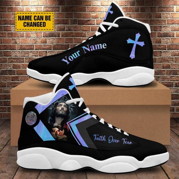 Christian Basketball Shoes, Faith Over Fear Jesus Hands Basketball Shoes For Men Women