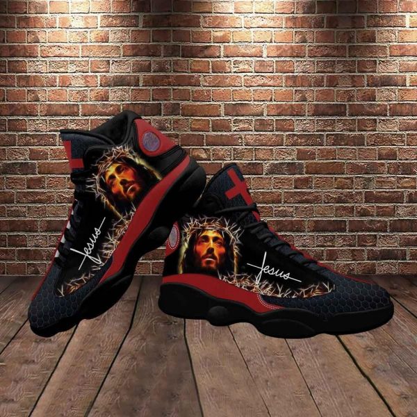 Christian Basketball Shoes, Jesus Walk By Faith, Jesus Drawing Art Basketball Shoes For Men Women