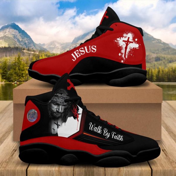 Christian Basketball Shoes, Walk By Faith Customized Jesus Basketball Shoes For Men Women