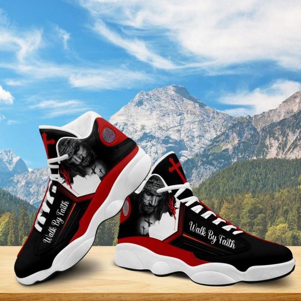 Christian Basketball Shoes, Walk By Faith Customized Jesus Basketball Shoes For Men Women