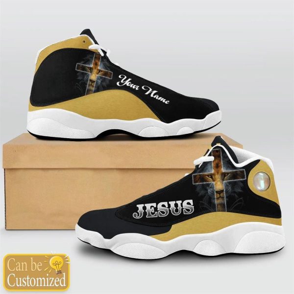 Christian Shoes, Black And Yellow Lion Jesus Custom Name Basketball Shoes For Men Women