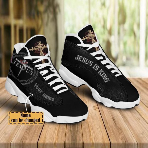 Christian Shoes, Black Jesus Is King Cross Custom Name Basketball Shoes For Men Women