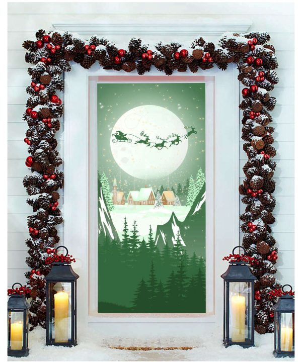 Christmas Deer and Santa Claus Door Cover, Best Christmas Gift For Family