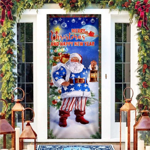 Christmas Door Cover Santa Merry Christmas And Happy New Year, Gift For Christmas