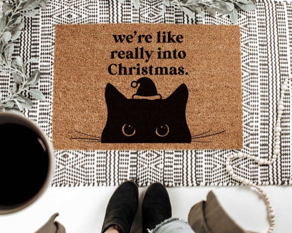 Christmas Doormat, Merry Christmas Cat Door Mat, For Christmas Home Decor