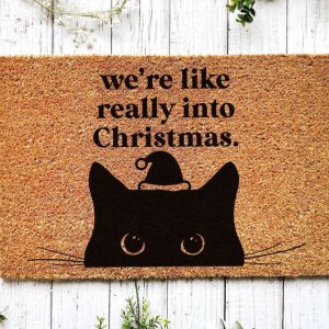 Christmas Doormat, Merry Christmas Cat Door…