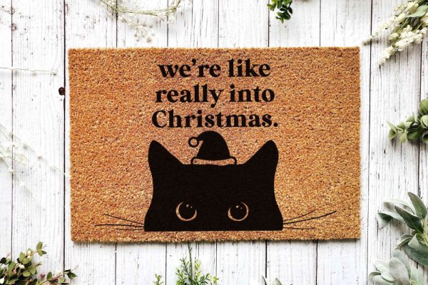 Christmas Doormat, Merry Christmas Cat Door Mat, For Christmas Home Decor