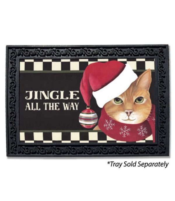 Christmas Jingle Cat Doormat, Cat Doormat, Xmas Welcome Mats, For Cat Lovers