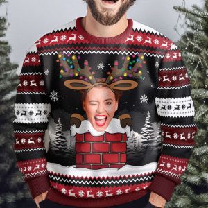christmas reindeer face photo personalized photo ugly sweater for men and women 3.jpeg