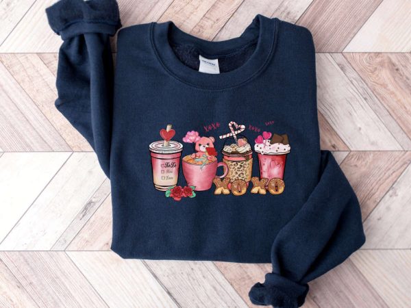 Coffee Sweatshirt, Valentines Day Sweatshirt, XOXO Sweatshirt, Cute Gift For Couples