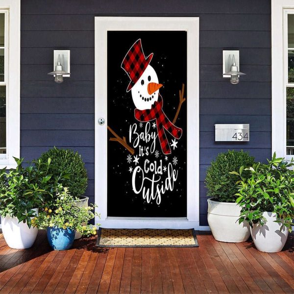 Cold Outside Snowman Door Cover – Christmas Door Covers – Christmas Gift For Family