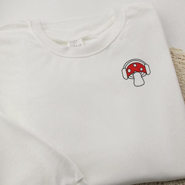 Creative Embroidered Red Mushroom Sweatshirt, Gifts For Music Teachers