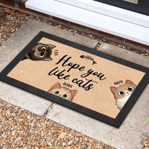 custom cat welcome mat hope you like cats doormat personalized cat doormat cat mom gift cat lover gift cat dad gift housewarming gifts 1.jpeg