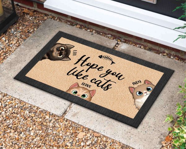 Custom Cat Welcome Mat, Hope You Like Cats Doormat, Gift For Dog Lovers