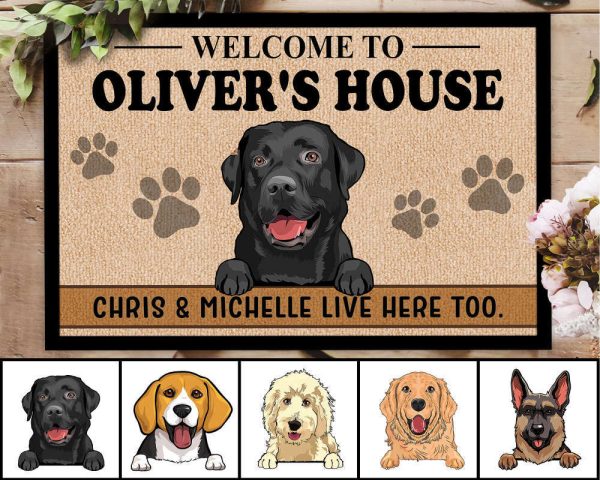 Custom Dog Welcome Mat, Personalized Dog Doormat, For Housewarming Gifts