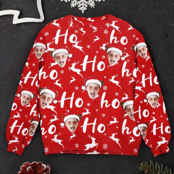Custom Face Christmas Family Silly Hohoho, Personalized Photo Ugly Sweater, For Men And Women