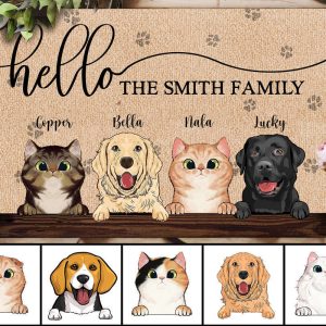 Custom Family Name Doormat, Personalized Dog…