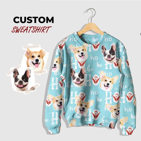 Custom Ugly Christmas Sweater Picture, Dog Custom Photo Sweater For Men Women