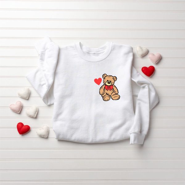 Cute Bear Valentine Sweatshirt, Girls Valentine Sweatshirt, Gift For Women