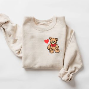 cute bear valentine sweatshirt girls valentine sweatshirt gift for women 3.jpeg