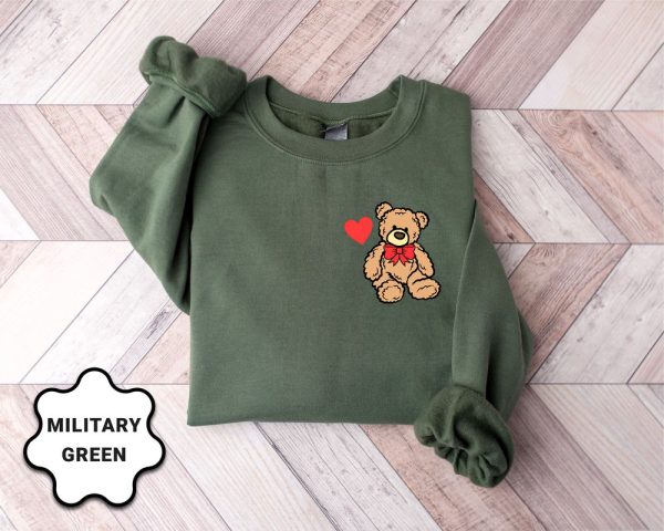 Cute Bear Valentine Sweatshirt, Girls Valentine Sweatshirt, Gift For Women