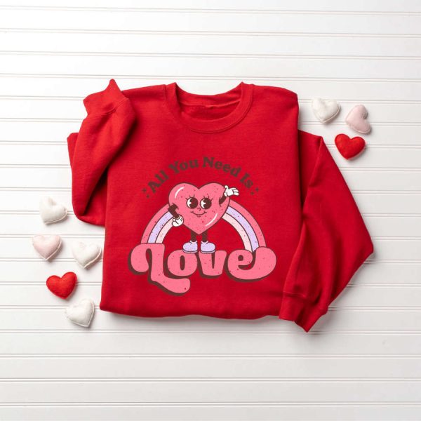 Cute Valentines Day Sweatshirt, Retro Love Sweatshirt, Hearts Sweatshirt, Gift For Lover
