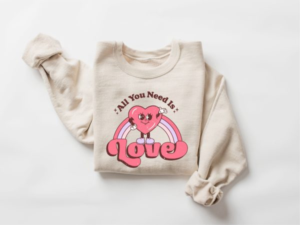 Cute Valentines Day Sweatshirt, Retro Love Sweatshirt, Hearts Sweatshirt, Gift For Lover