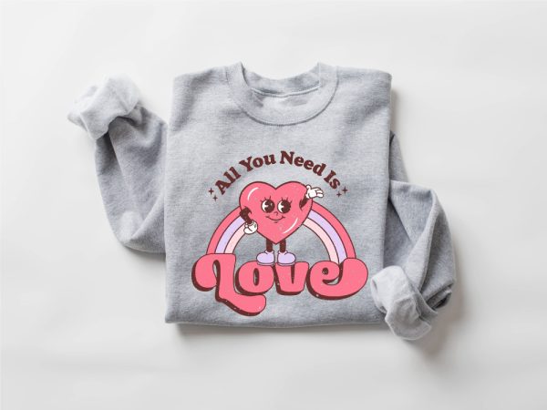 Cute Valentines Day Sweatshirt, Retro Love Sweatshirt, Hearts Sweatshirt, Gift For Lover