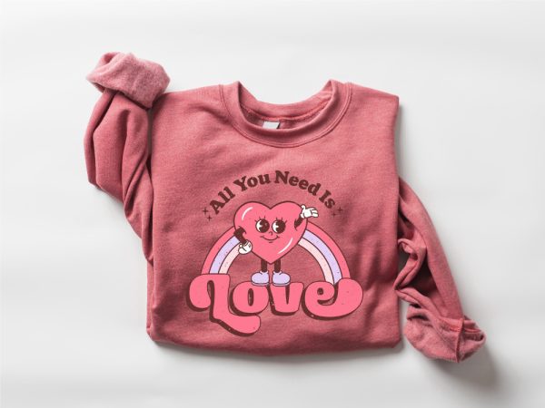Cute Valentines Day Sweatshirt, Retro Love Sweatshirt, Hearts Sweatshirt, Gift For Lover