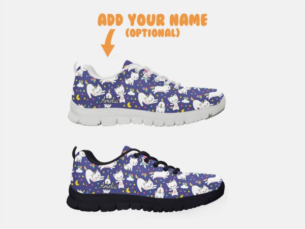 Cutest Cat Shoes Custom Name Shoes Cat Pattern Running Sneakers  For Pet Lover