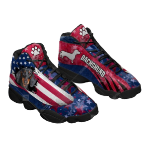 dachshund black dog american flag star shoes sport basketball shoes for men women 1.png