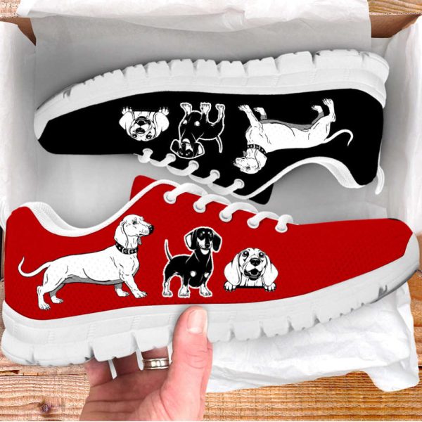 Dachshund Dog Lover Shoes Black and Red Sneakers Walking Running Lightweight Casual Shoes For Pet Lover