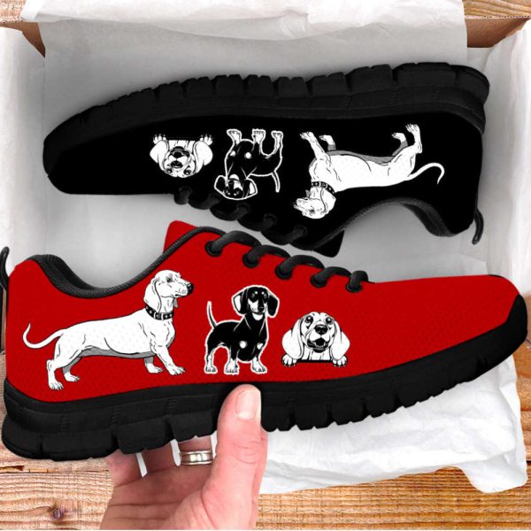 Dachshund Dog Lover Shoes Black and Red Sneakers Walking Running Lightweight Casual Shoes For Pet Lover